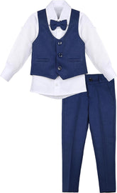 5PC Formal Suit Blue Waistcoat Suit Set